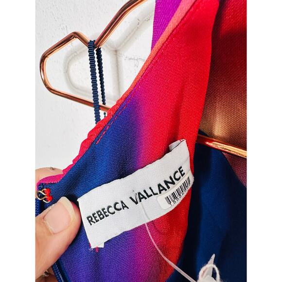 REBECCA VALLANCE Red White Side Waist Cutouts Del Prado Midi Dress size 8 - Picture 13 of 16